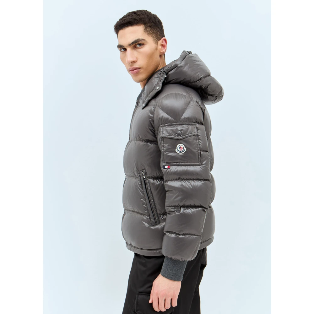 Moncler Gewatteerd Donsjack met Afneembare Capuchon Gray Heren