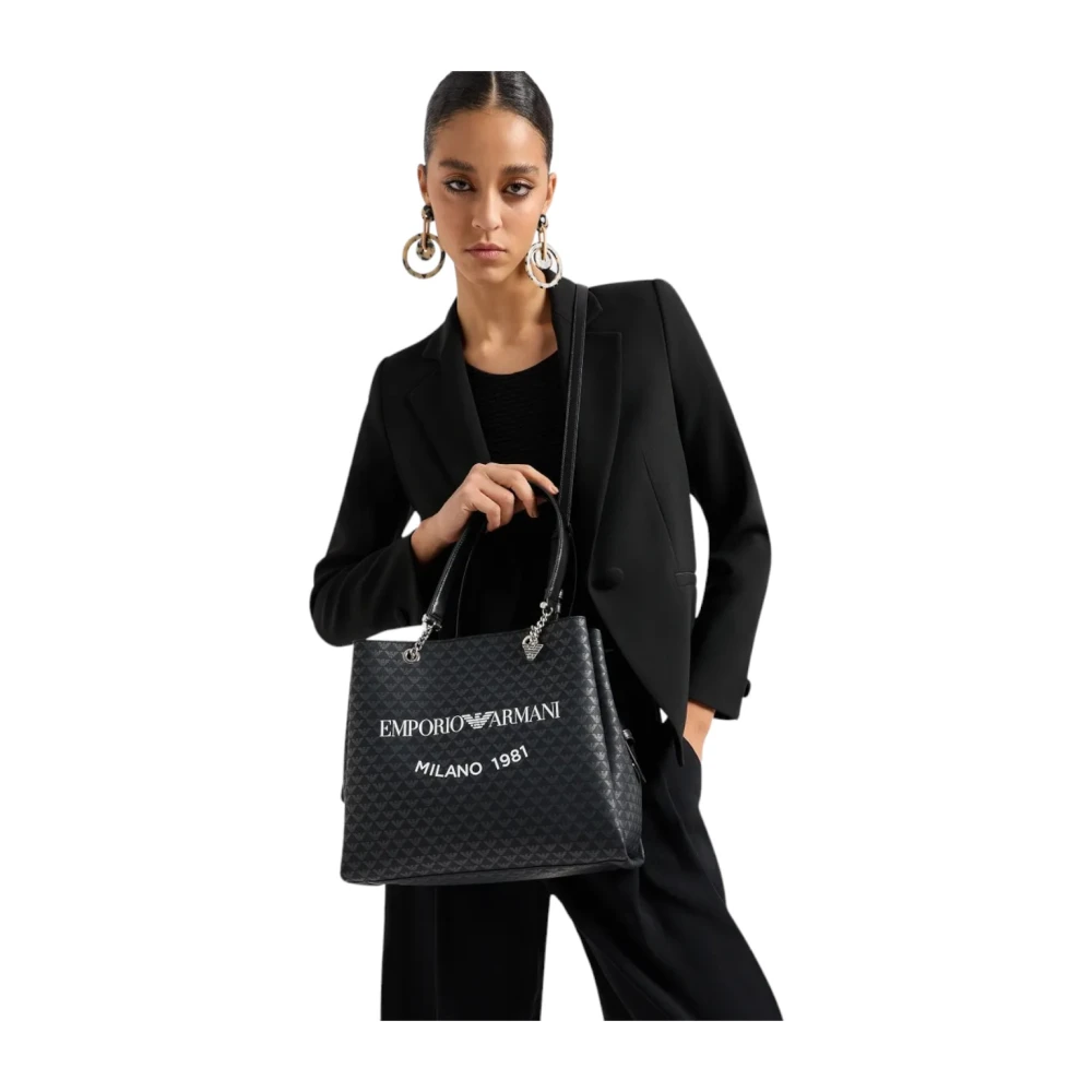 Emporio Armani Stijlvolle Leren Tas Black Dames