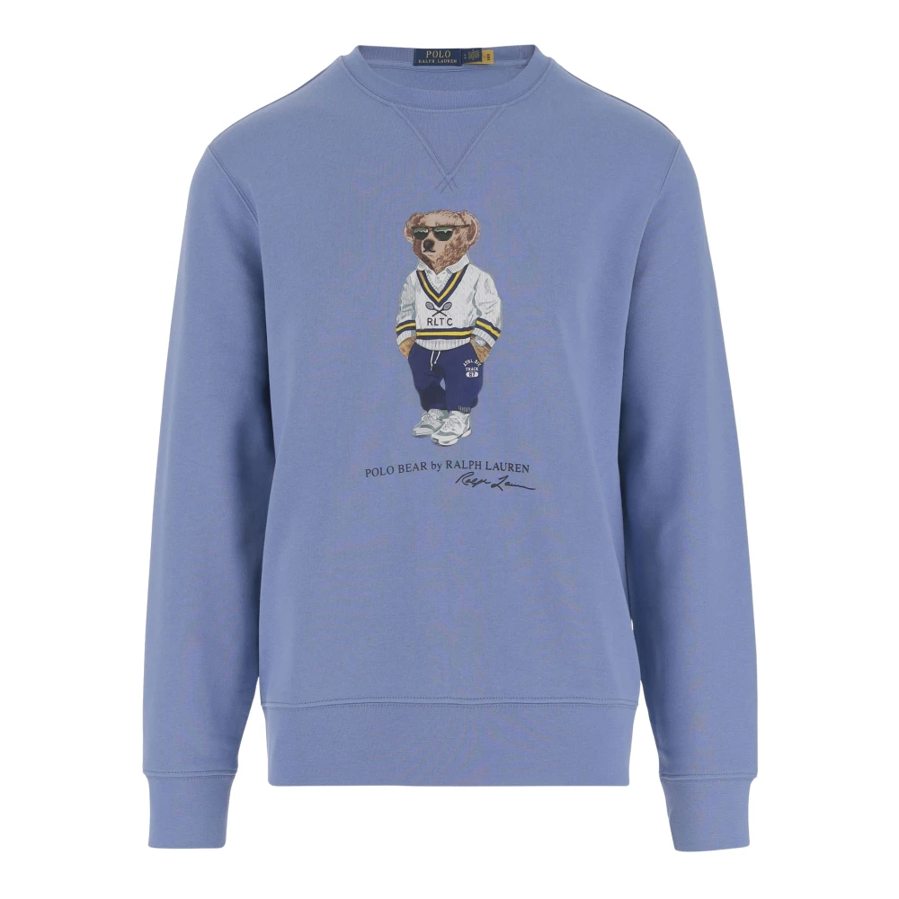 Polo Ralph Lauren Blå Bomullsblandad Sweatshirt Med Rund Hals