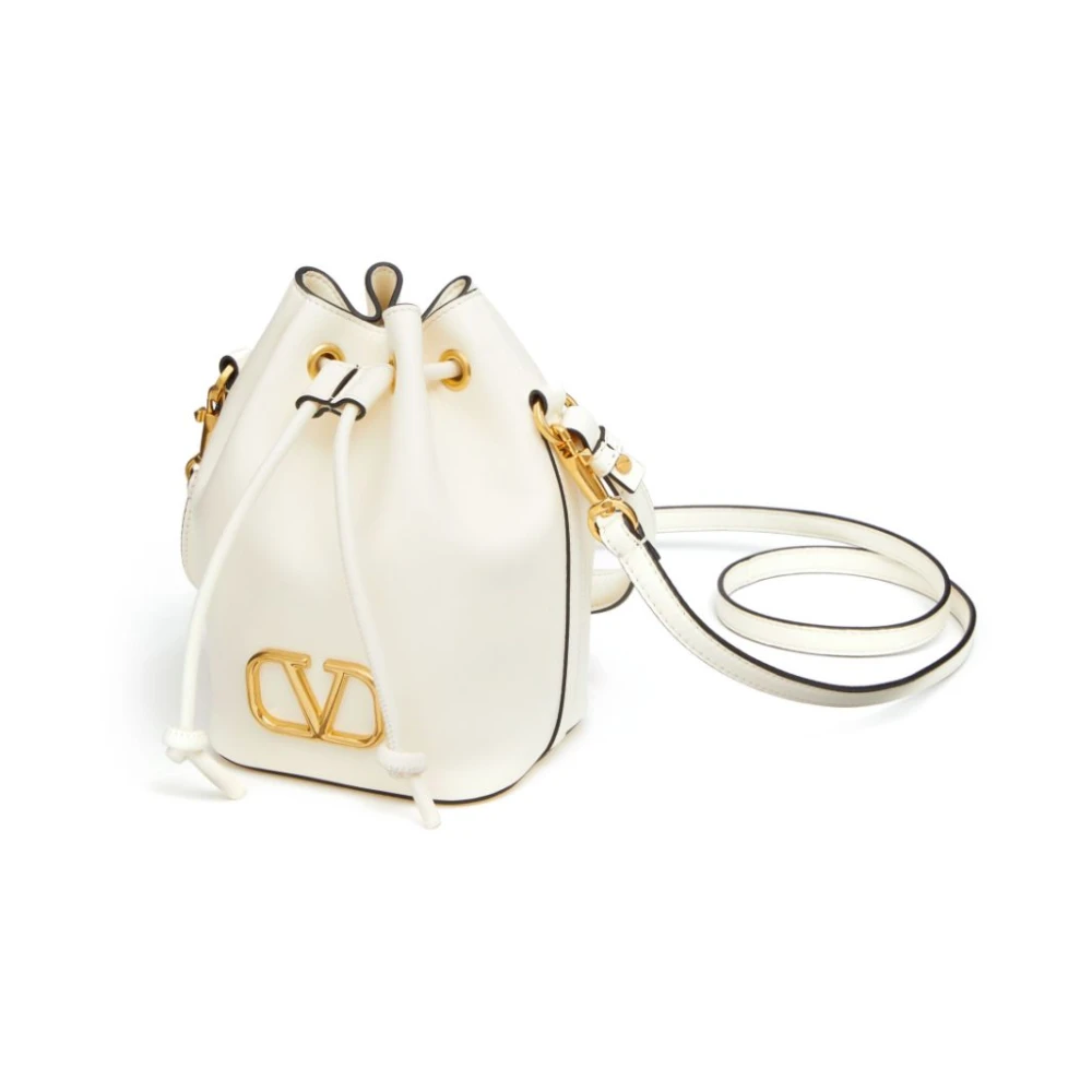 Valentino Garavani Witte Nappa Leren Trekkoord Tas White Dames
