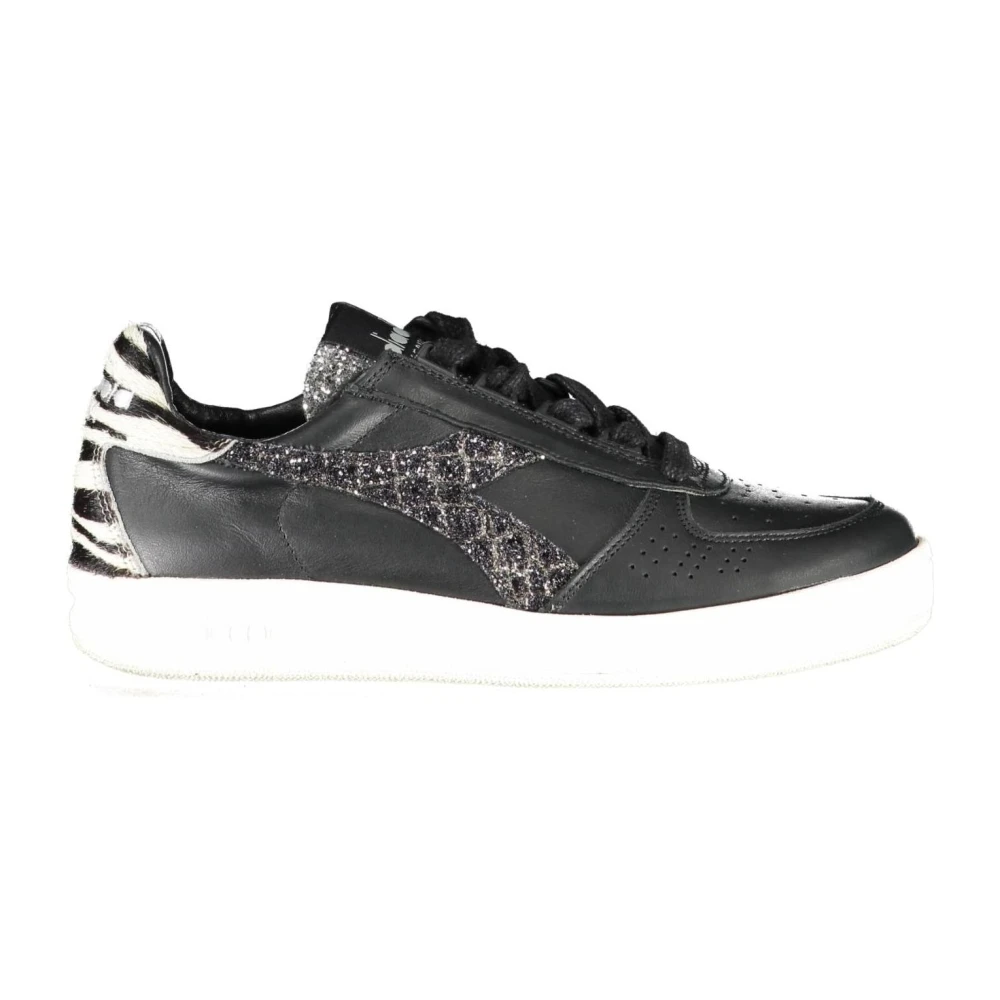 Diadora Women's Black Sneakers, 2 1/2 Uk, Sporty Lace-Up Trainers Contrast Details