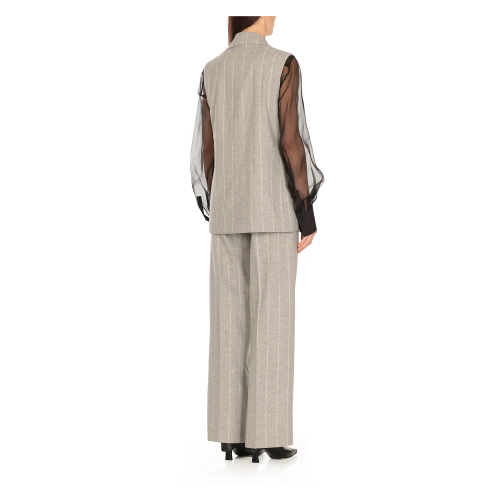 Antonelli Firenze Grijze wollen vest met krijtstreep patroon Gray Dames