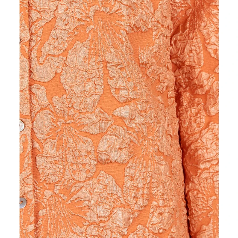 Esqualo Bloem Jacquard Basic Blouse Amber Glow Orange Dames