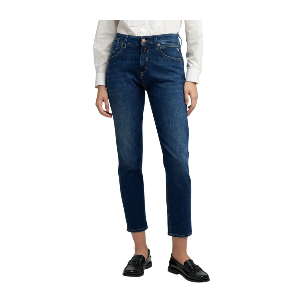 Replay Women's Blue Cropped Jeans, W27 L30, Boyfriend Jeans
