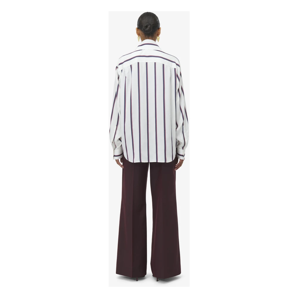 alexander mcqueen Zijden College Stripe Print Overhemd White Dames
