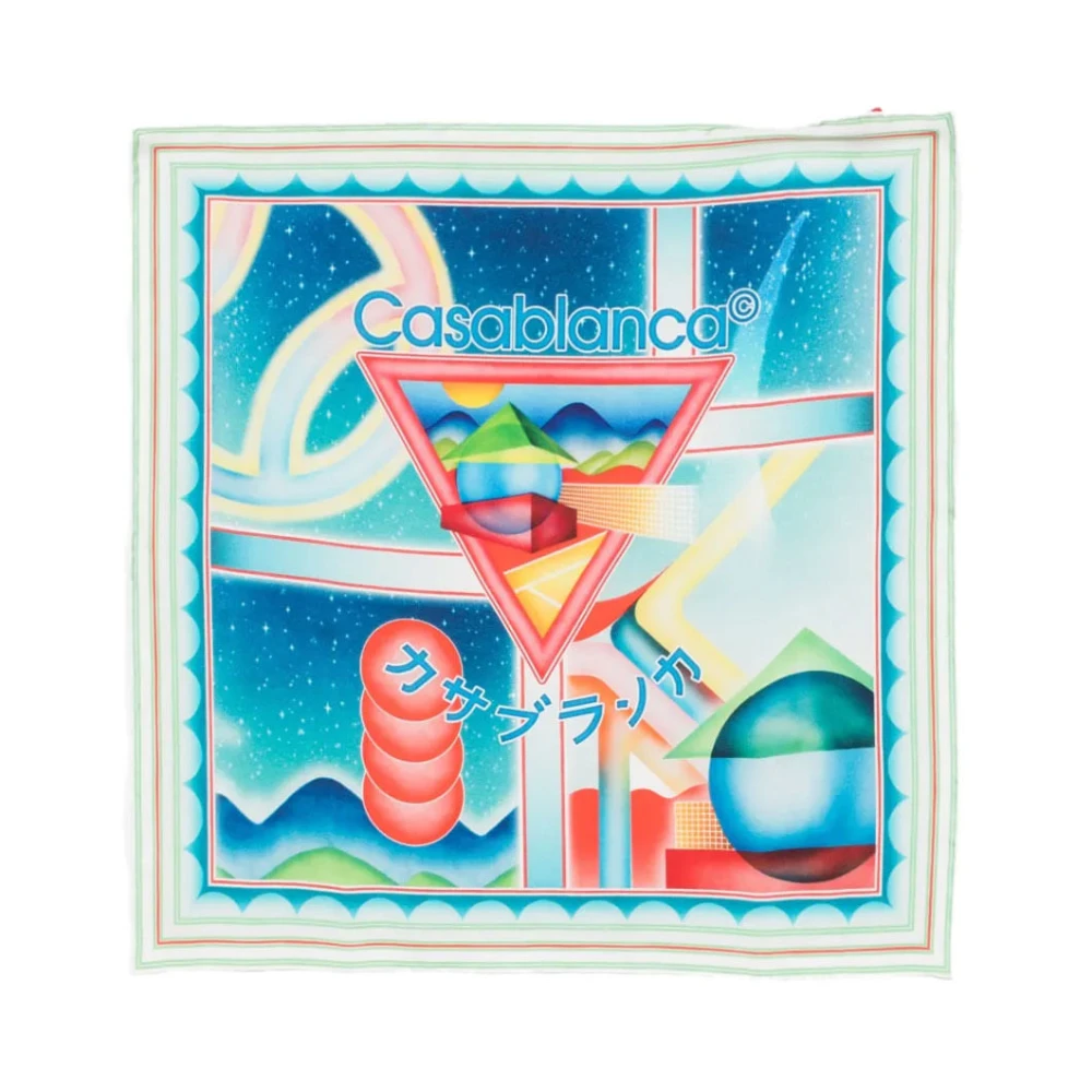 Casablanca Multicolor Tennis Club Medium Silk Scarf - Female - Silk Scarves - One Size - Accessories