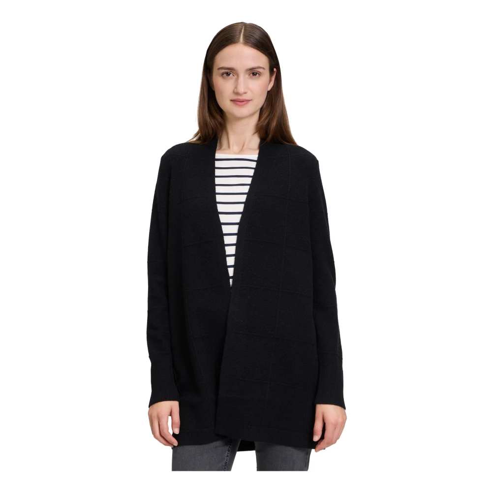 Betty Barclay Geruite Vest met Shawl Kraag Black Dames