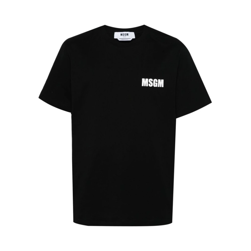 Msgm Zwart Wit Logo Print T-shirt Black Heren