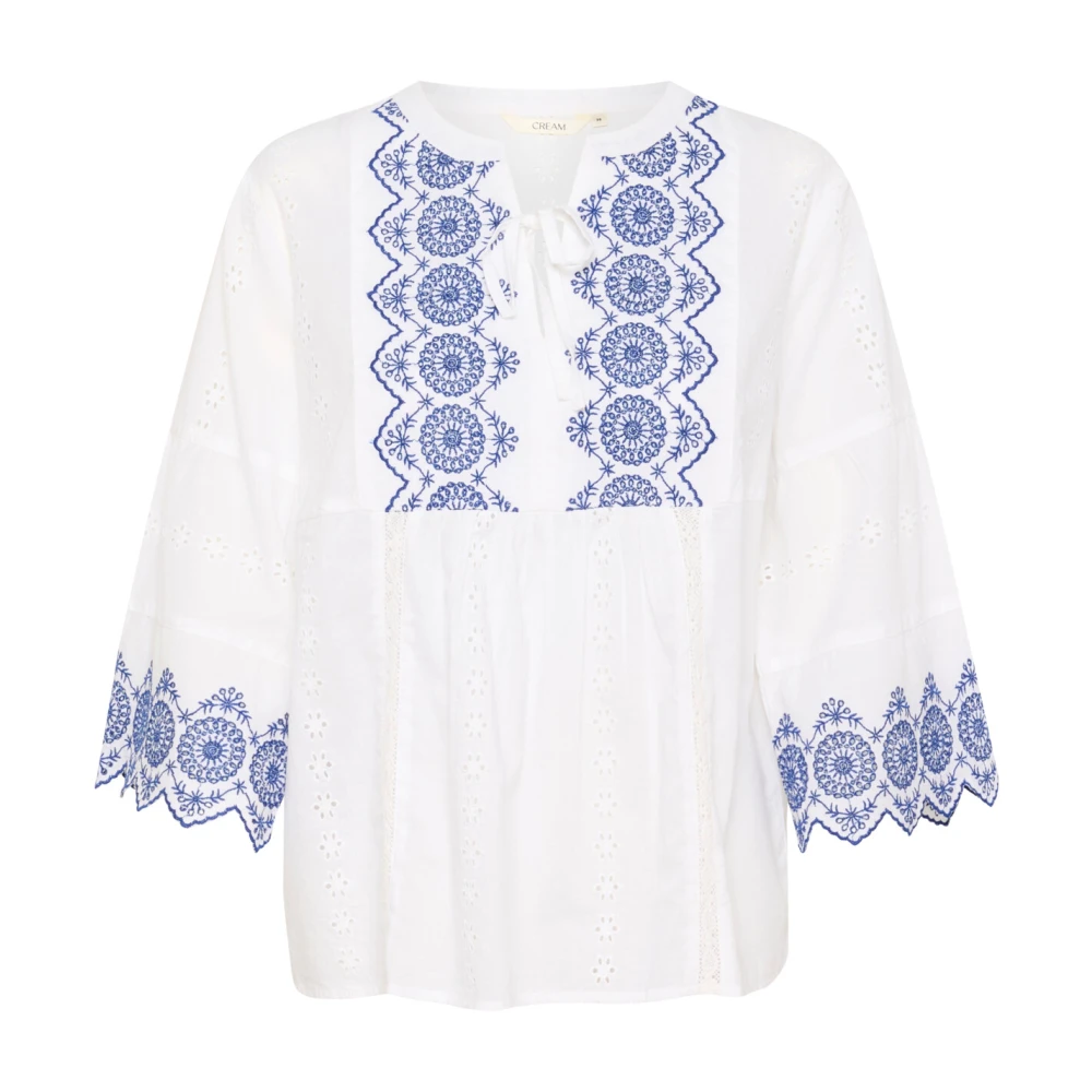 Cream Women's White Blouses,, Embroidered Blouse Extra Large
