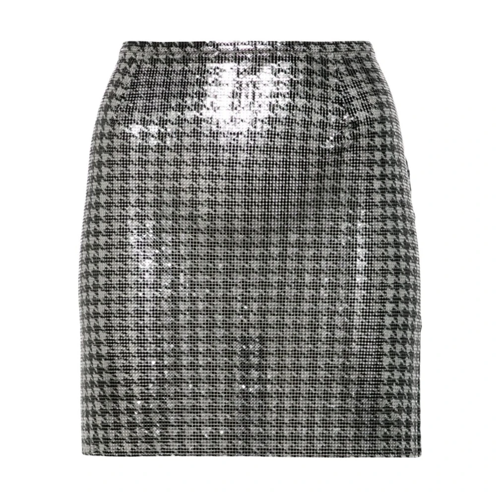 Paco Rabanne Mini Rok Zilver Zwart V306 Gray Dames