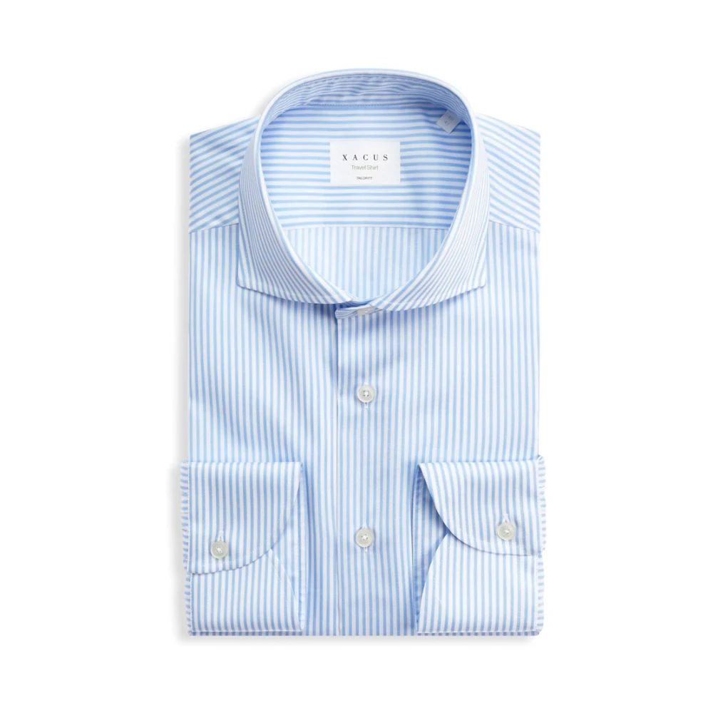 Xacus Tailor Fit Reis Shirt in Blauw Blue Heren