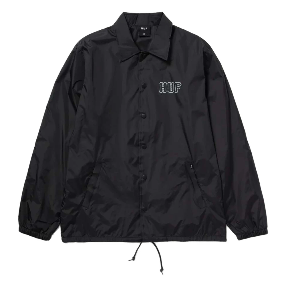 HUF Zwarte Coach Jas met knoopsluiting Black Heren