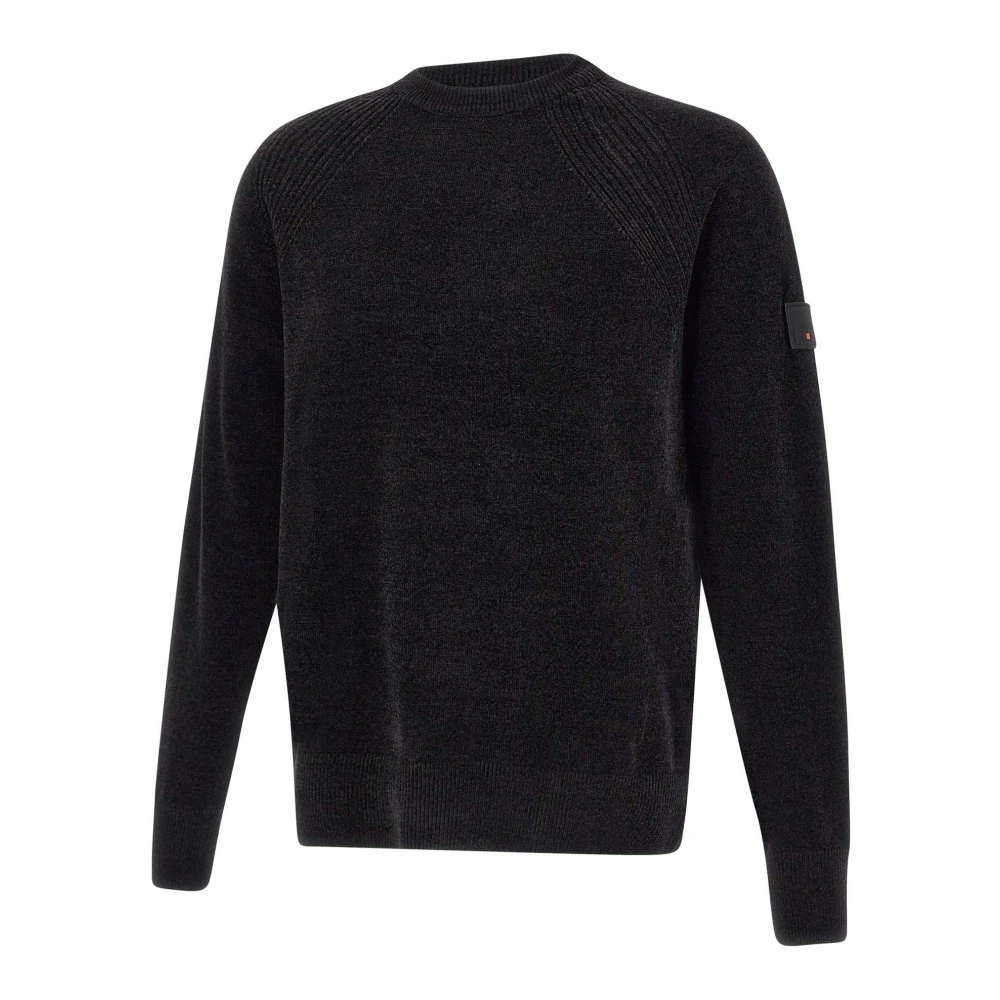 Dekker Zachte Chenille Sweater Zwart Ronde Hals Black Heren