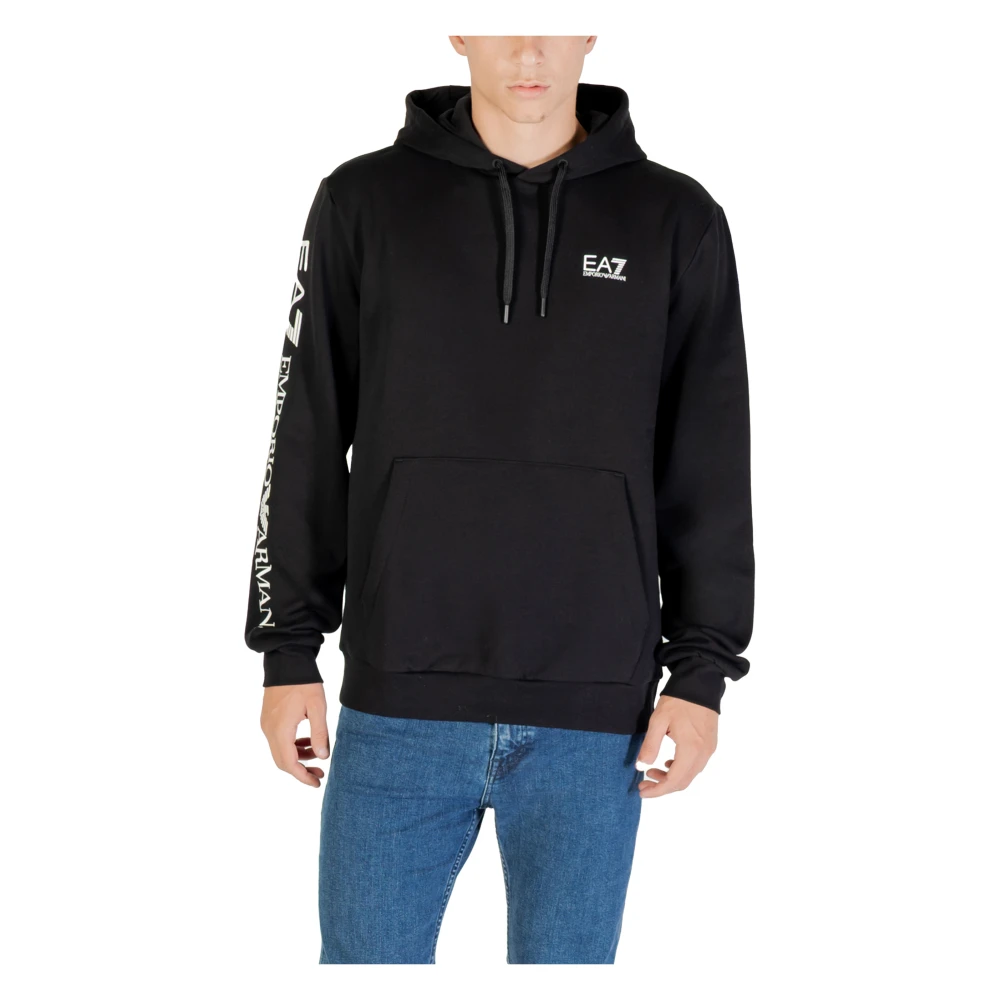 Emporio Armani Ea7 Men's Black Hooded Sweatshirt With Ea7 Design - Hoodies - Xl - Sweatshirts & Hoodies