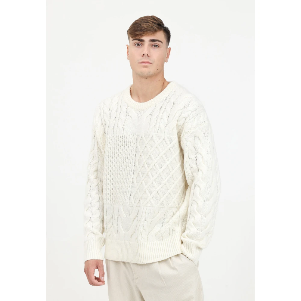 Tommy Hilfiger Witte Crewneck Sweater Color Block White Heren