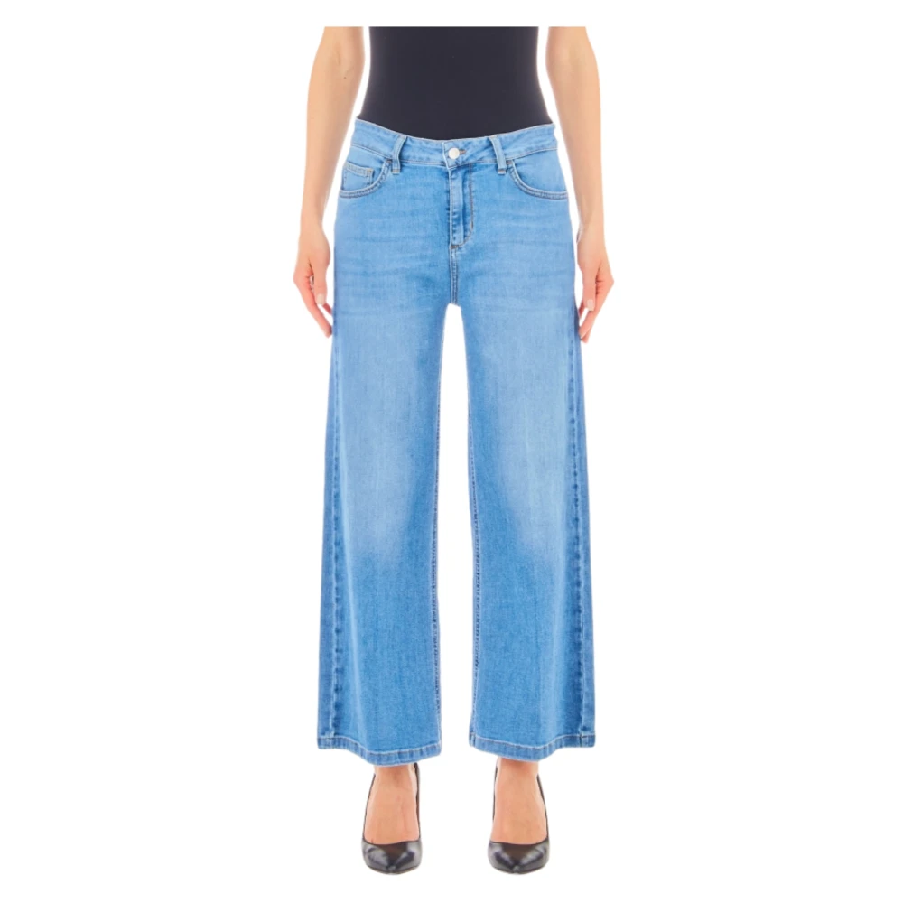Liu Jo Cropped Parfait Arriccio Jeans Blue Dames