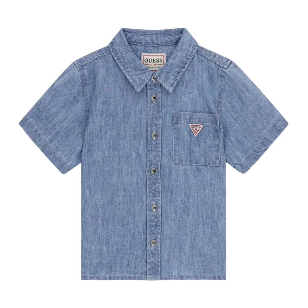 Guess Boys Blue Kids Shirts, 6 Y, Linen-Blend Shirt