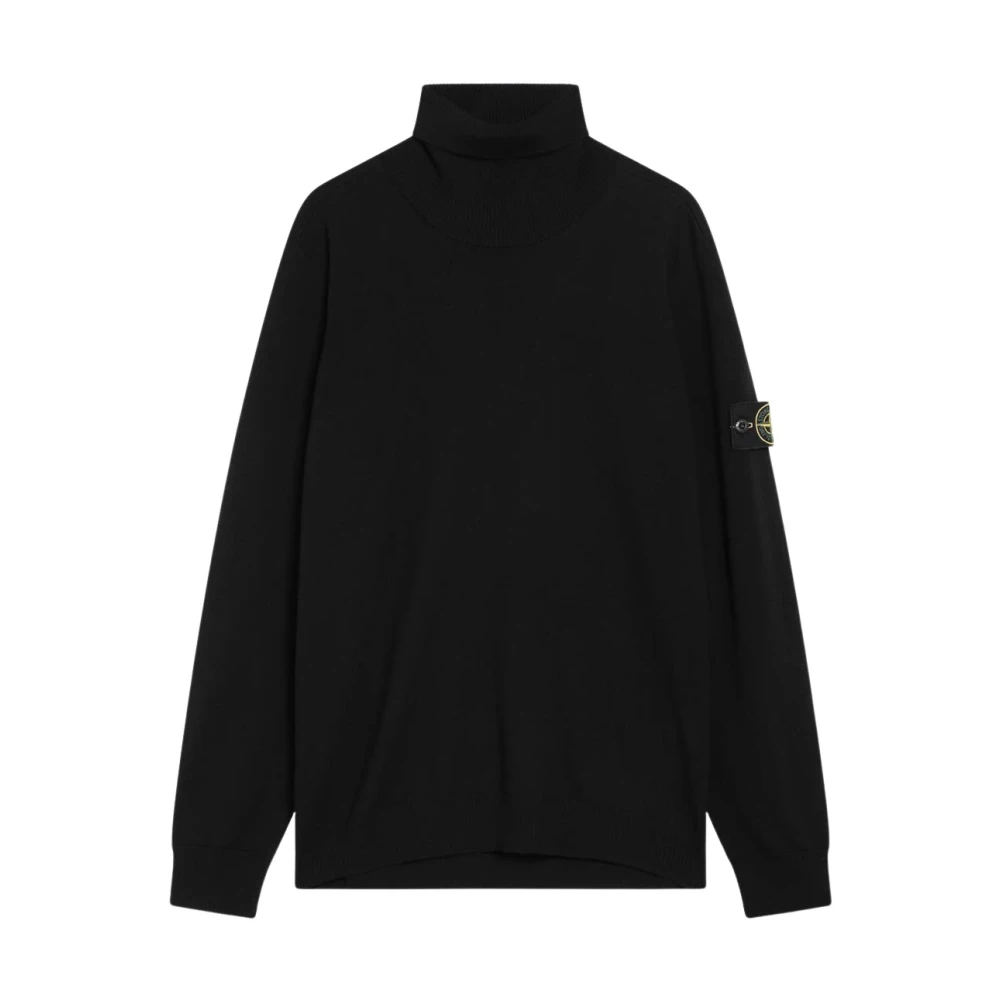 Stone Island Mannelijk Zwart Truien & Vesten Heren, S, Wol, Maglia Dolcevita