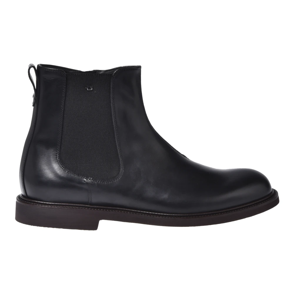 Baldinini Men's Black Leather Ankle Boots - Chelsea Boots - 10 Uk - Shoes