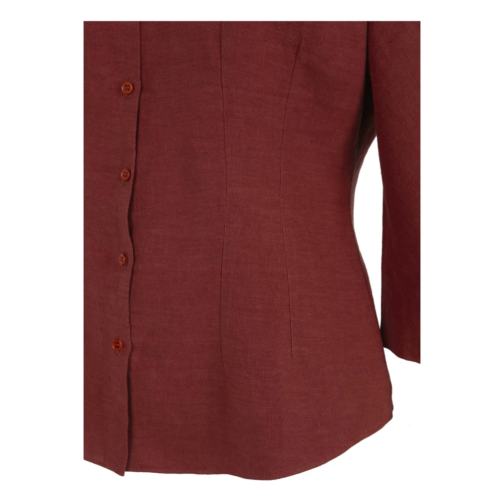 Cortana Rode Linnen Shirt Brown Dames
