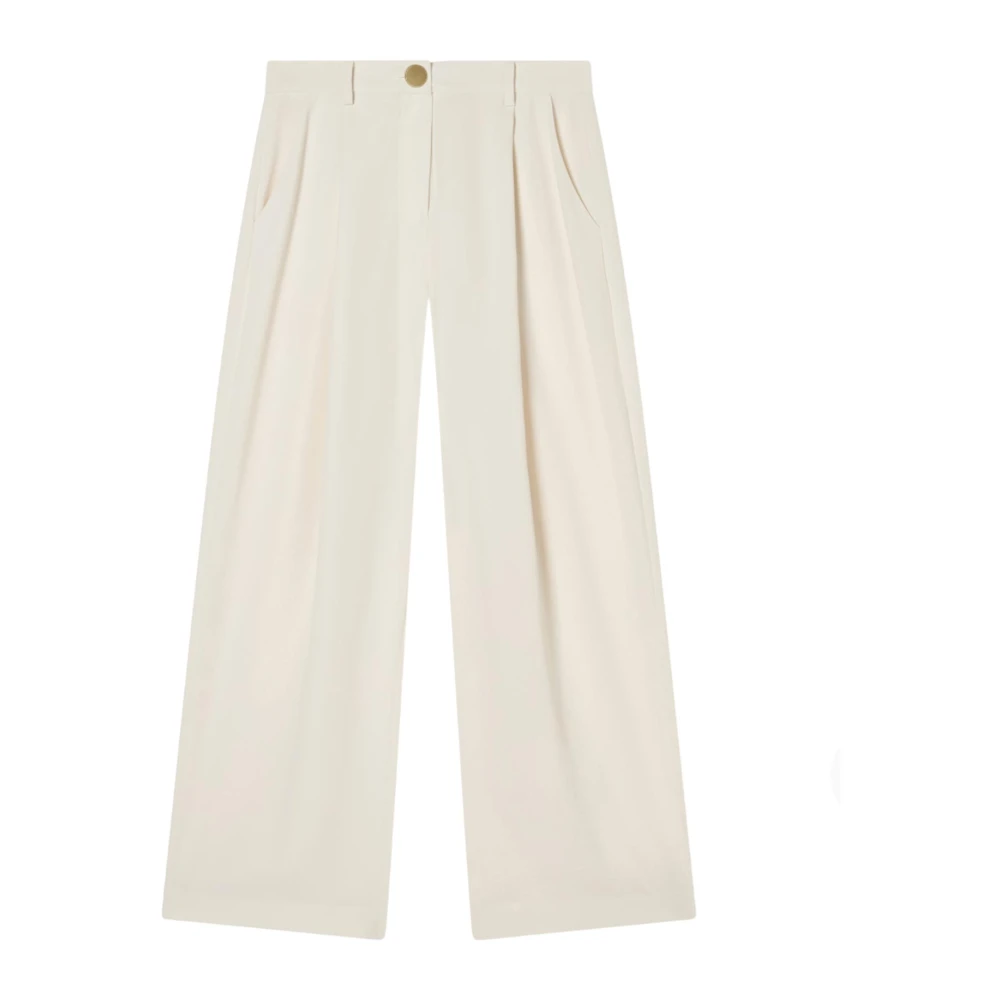Armani Exchange - Pantalones Anchos Con Pliegues - Trousers - Mujer - Blanco - M