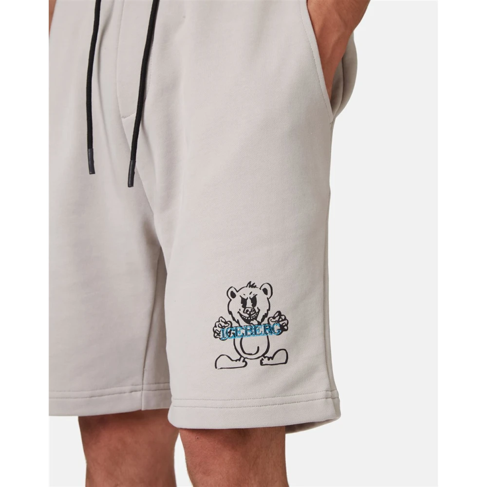 Iceberg Bermuda shorts met cartoon logo Gray Heren
