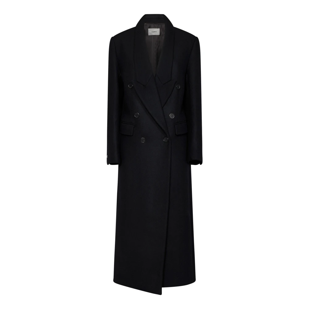 Coperni Zwarte Wollen Double-Breasted Jas Black Dames