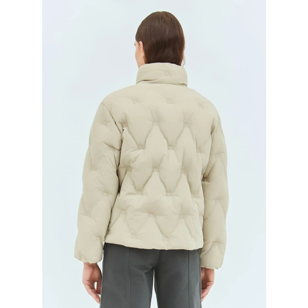 Burberry Gewatteerde Nylon Donsjas met Logo Gray Dames