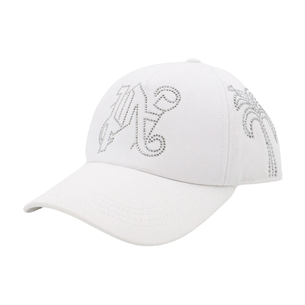 Palm Angels Katoenen hoed met strass-details White Heren