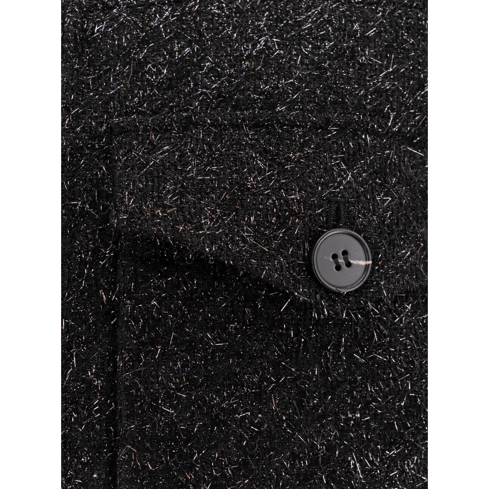 Self Portrait Jas met lurex-effect en geribbelde boorden Black Dames