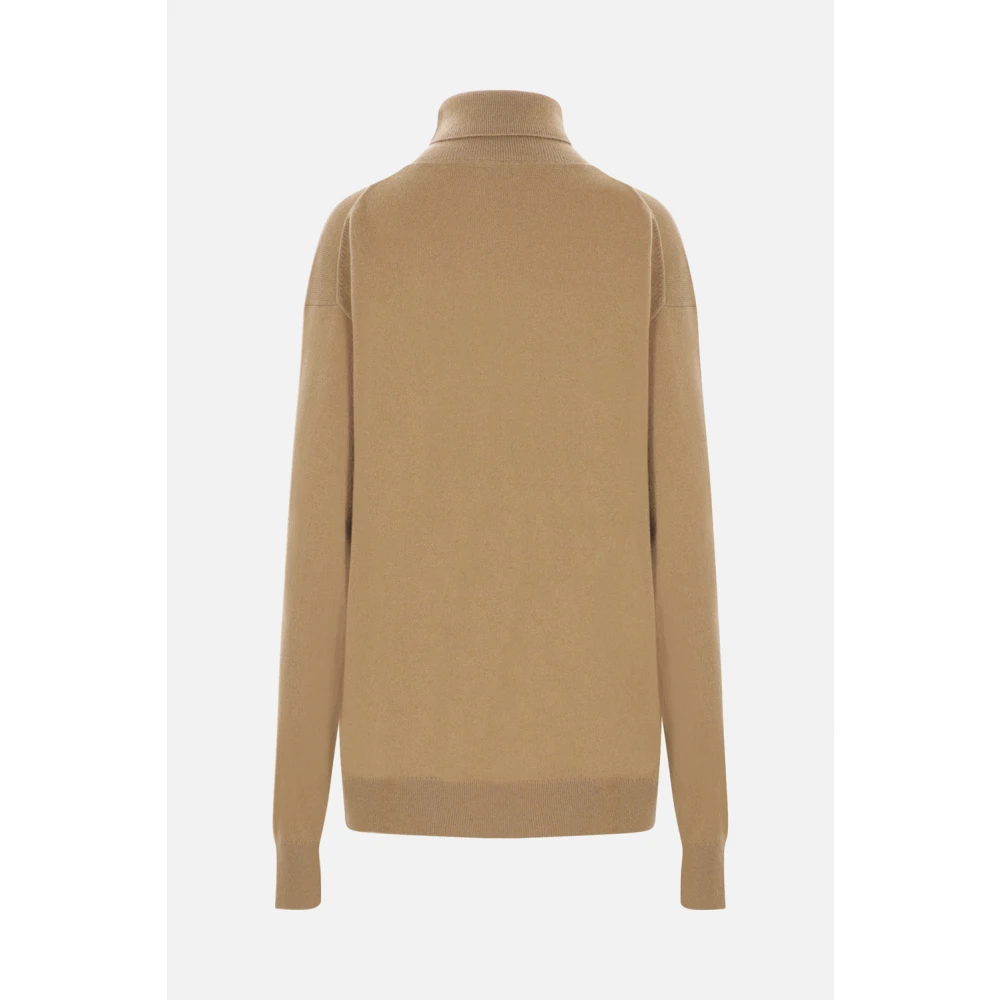 Dries Van Noten Bruine kasjmier trui met hoge hals Brown Dames