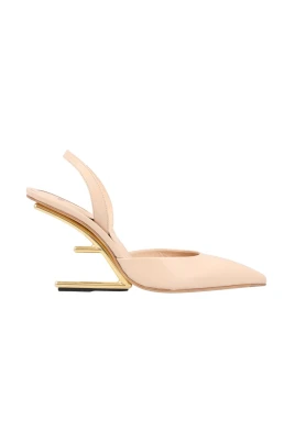 Diagonal F-formad Klack Läder Slingbacks