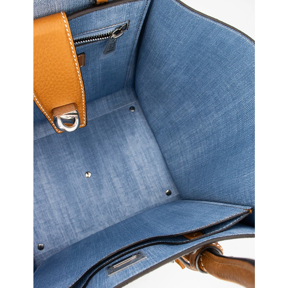 Ermanno Scervino Jeans Motief Leren Tas met Hangslot Blue Dames