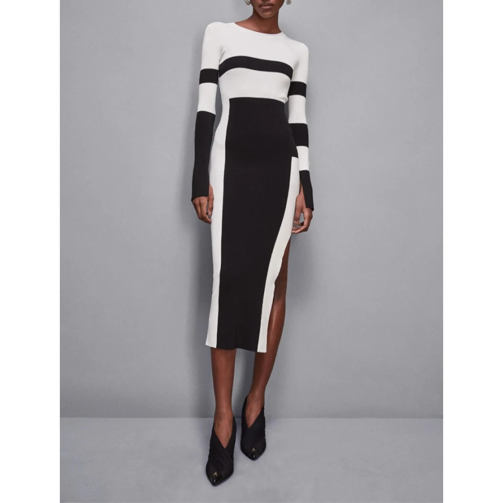 PATRIZIA PEPE Gebreide Jurk met Split White Dames