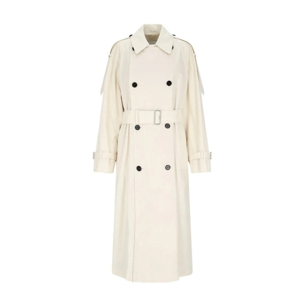 Burberry Witte Katoenen Trenchcoat Elegante Stijl Beige Dames