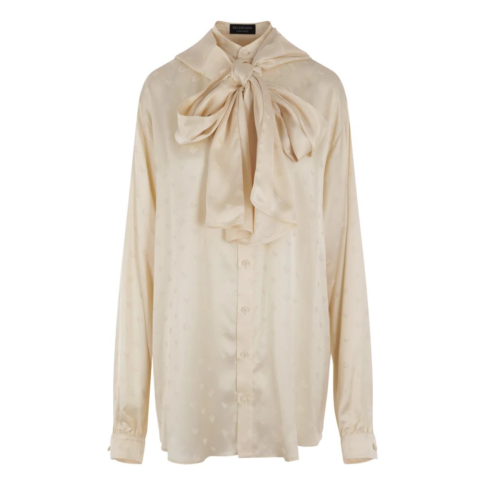 Balenciaga Beige Oversized Jacquard Logo Shirt Beige Dames