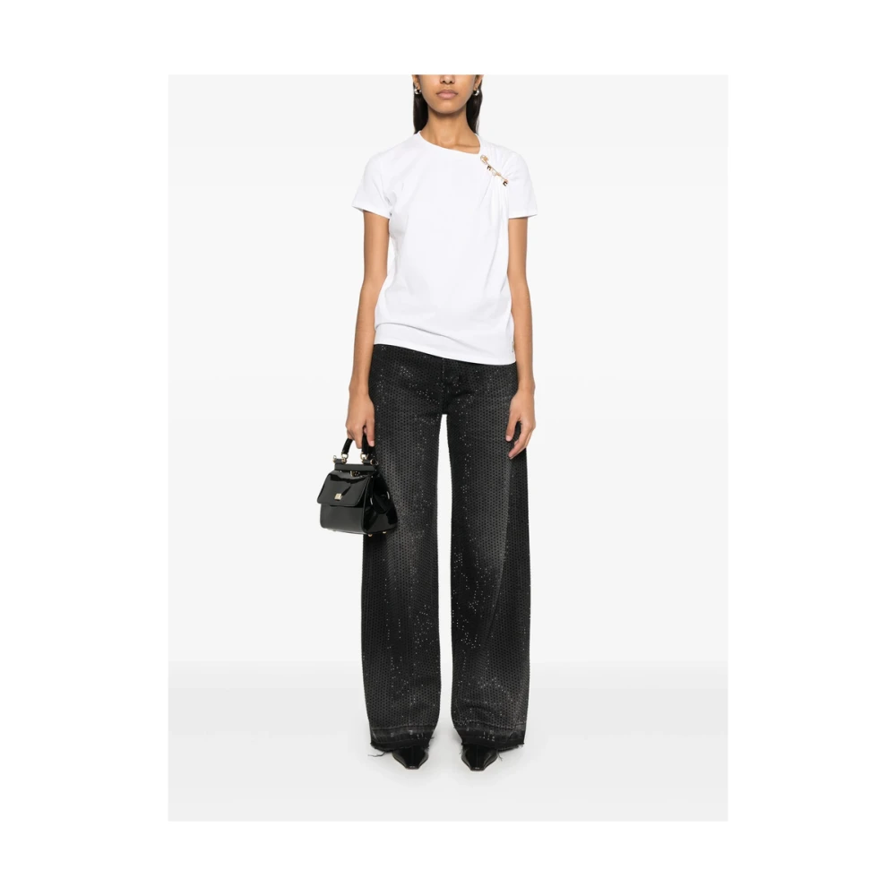 Lois Zwarte Kristalversierde Knoopsluiting Jeans Black Dames