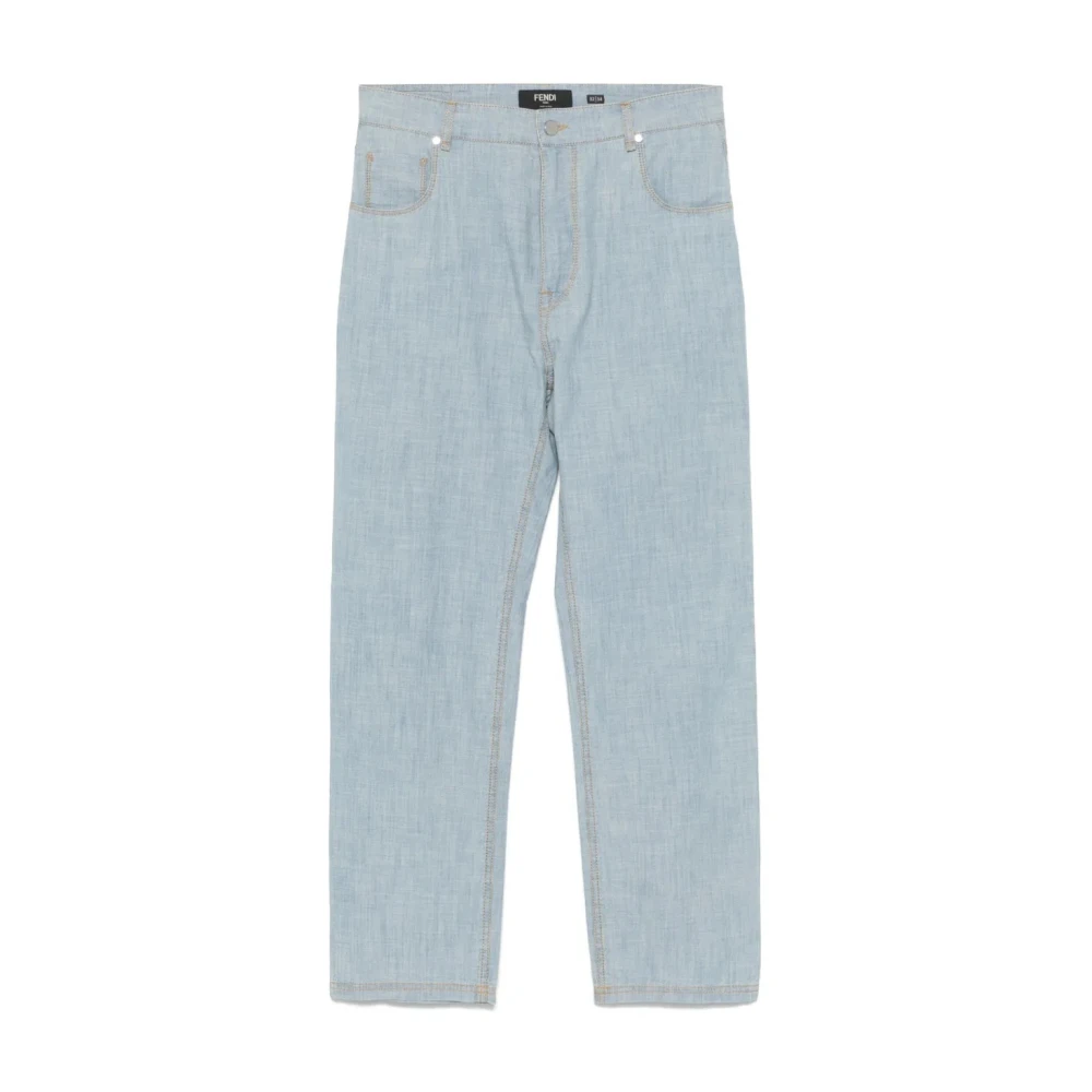 Fendi Blue Straight Fit Jeans, Male, W34, Denim R. Chambray