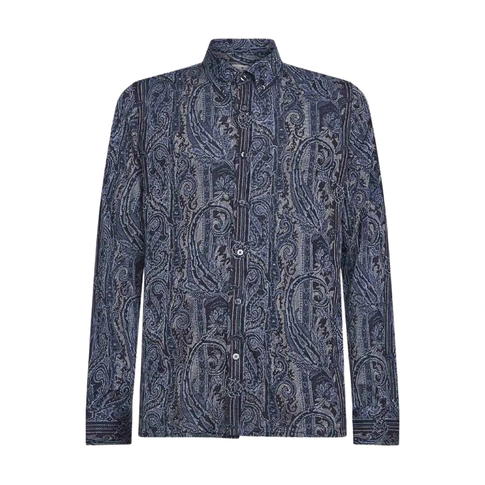 Etro Herr Multicolor Skjortor L, Paisley Jacquard Piqué Skjorta