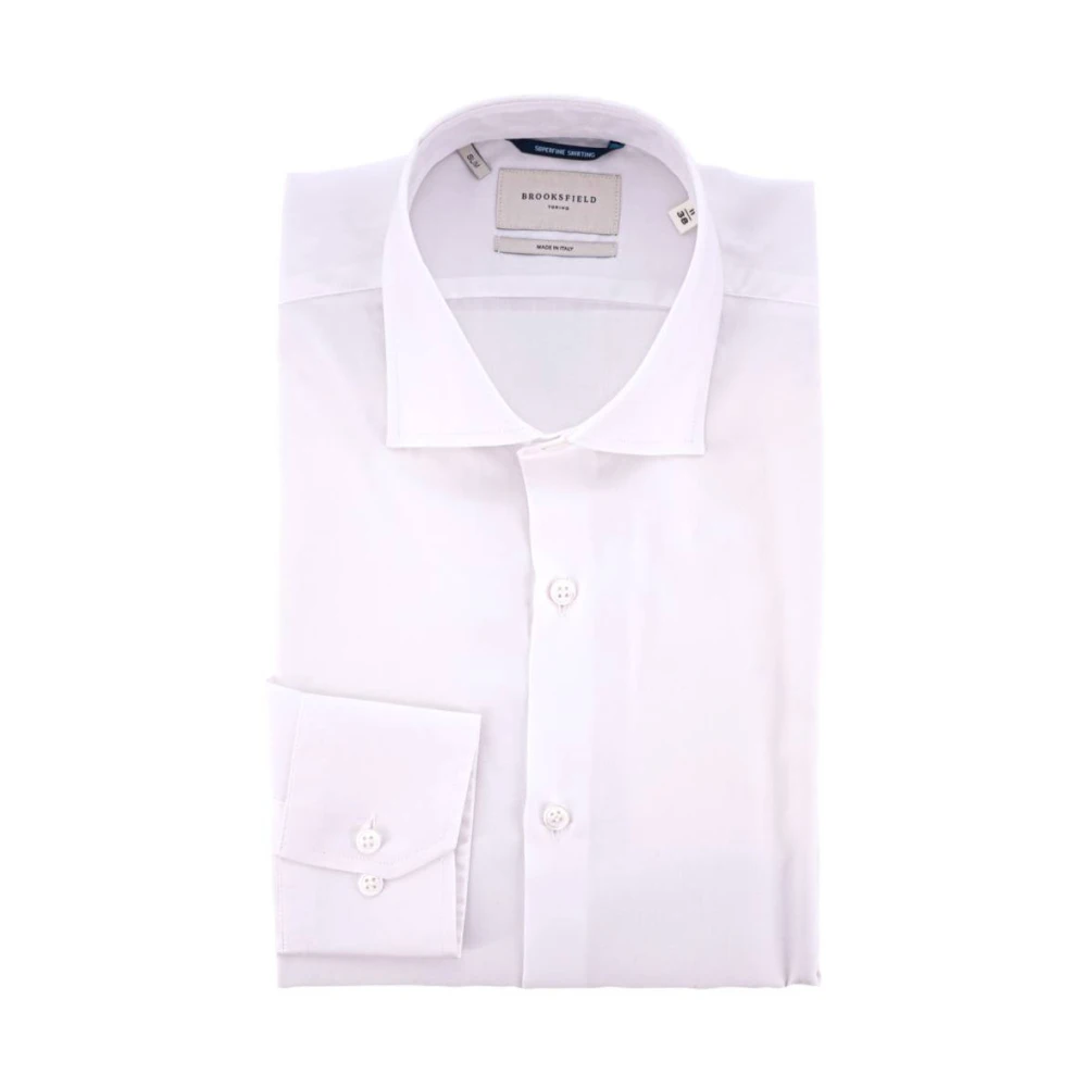 Brooksfield Slim Fit Franse Kraag Katoenen Overhemd White Heren