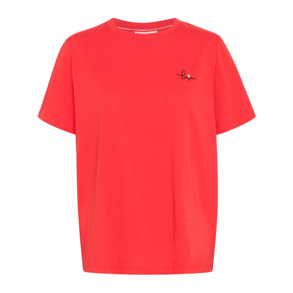 Saint Tropez Flame Scarlet Geborduurde Tee Red Dames