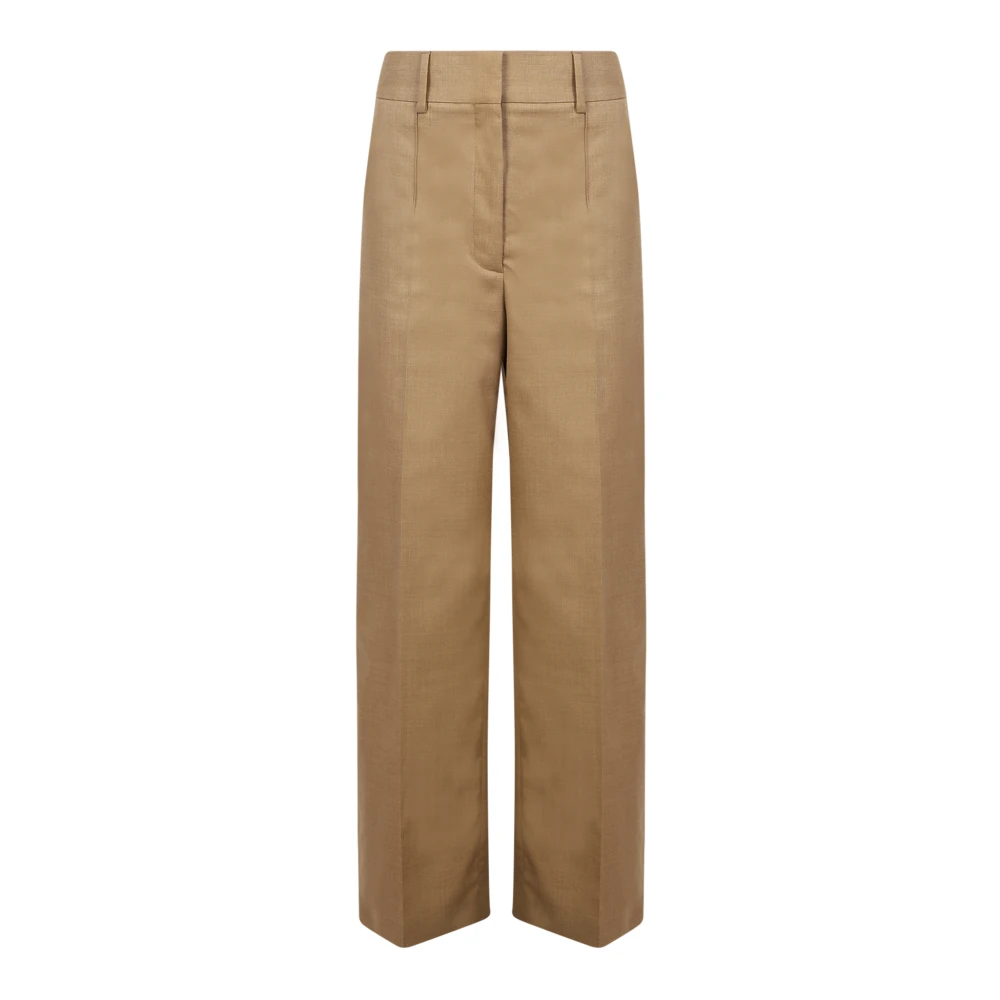 Burberry Women's Beige Wide-Leg Tailored Trousers - Wide Trousers - 2XS - Trousers