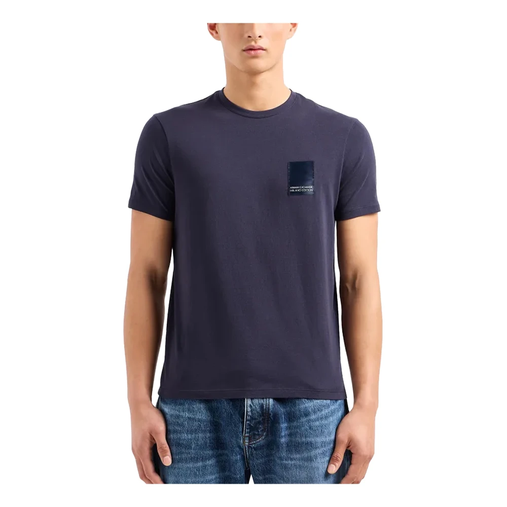 Armani Exchange Night Sky T-Shirt met Logo Detail Blue Heren