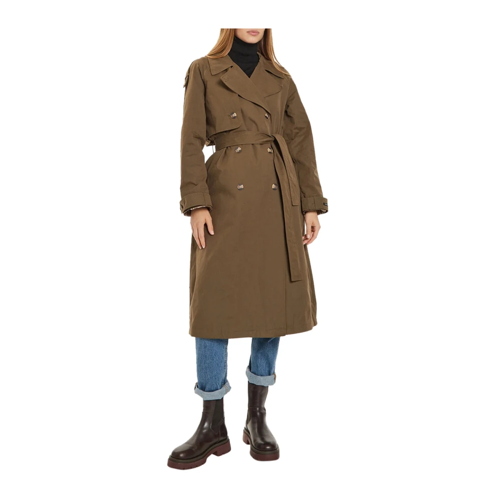 Pepe Jeans Witte Trenchcoat Elegante Functionele Stijl Green Dames