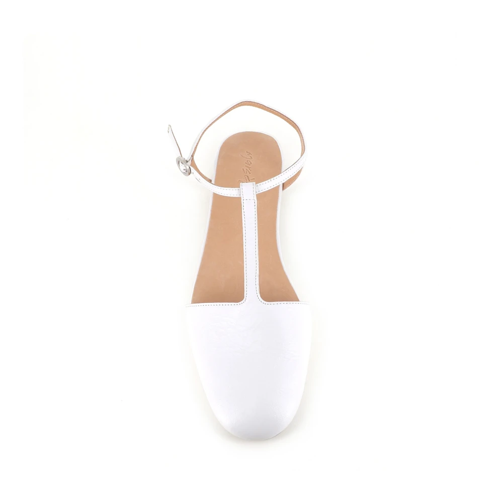 Marsell Witte leren enkelband ballerina schoenen White Dames