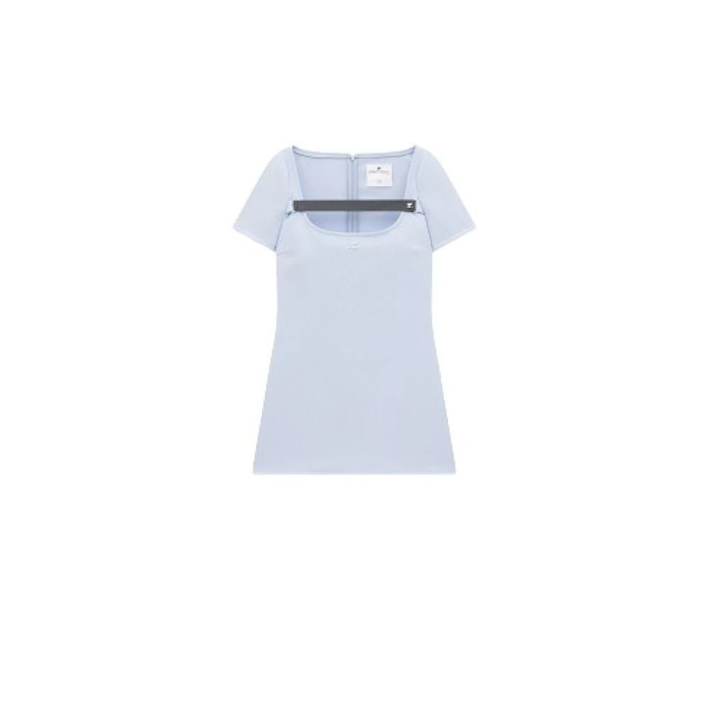 Himmelblå Twill T-Shirt Kjole med Aftagelig Harnisk