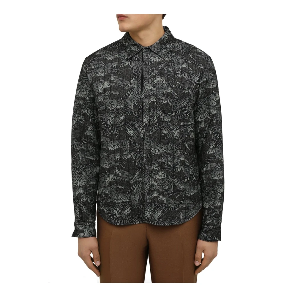 Kenzo Gewatteerde overhemdstijl jas Black Heren