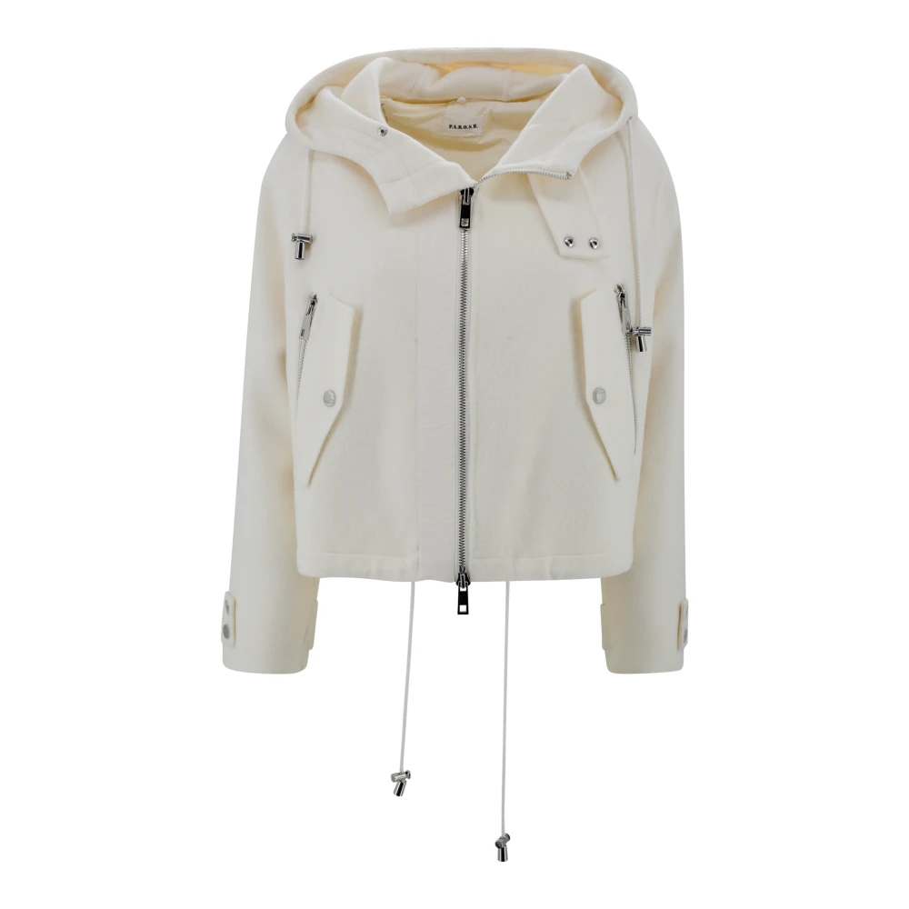 P.a.r.o.s.h. Crème Hoodie met rits en zakken Beige Dames