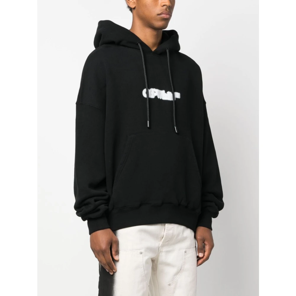 Off White Zwarte Logo-Print Katoenen Hoodie Black Heren