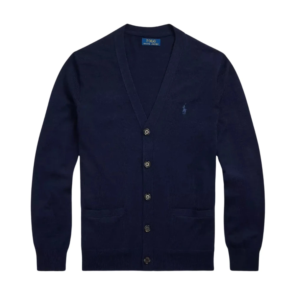 Ralph Lauren Donkerblauwe cardigan met logo Slim Fit Blue Heren